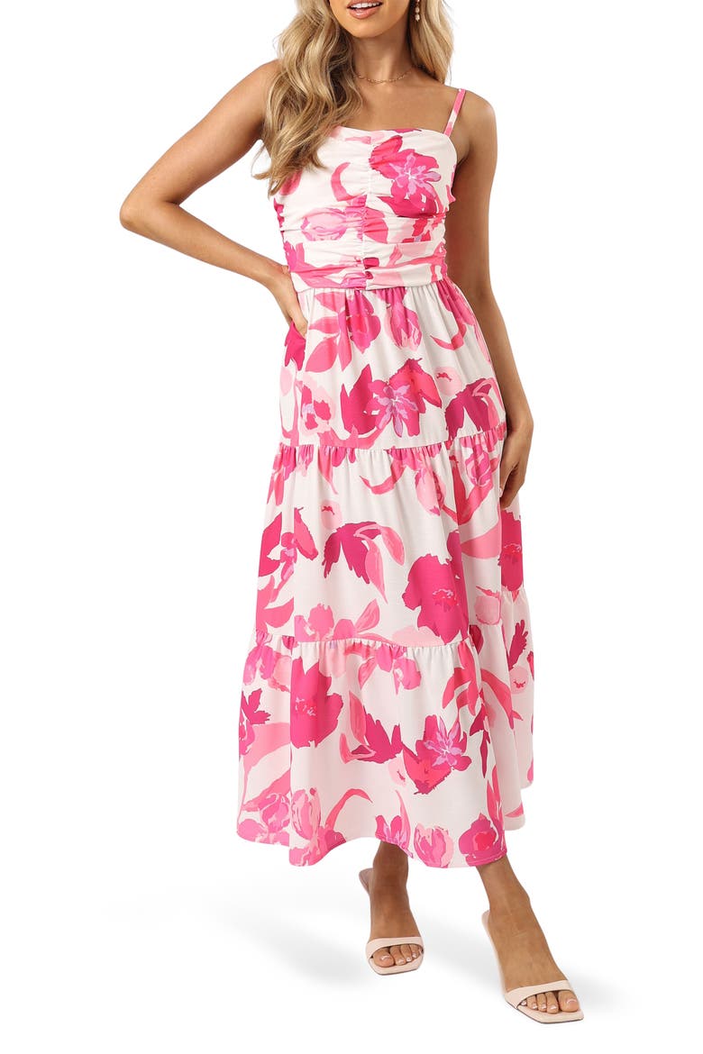 Monika Floral Fit & Flare Maxi Dress, Main, color, PINK FLORAL