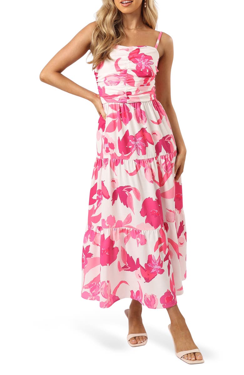 Petal & Pup Monika Floral Fit & Flare Maxi Dress, Main, color, Pink Floral