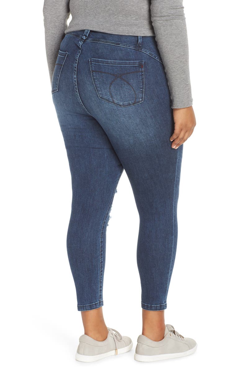 YSJ Floral Patch Ankle Skinny Jeans, Alternate, color, 