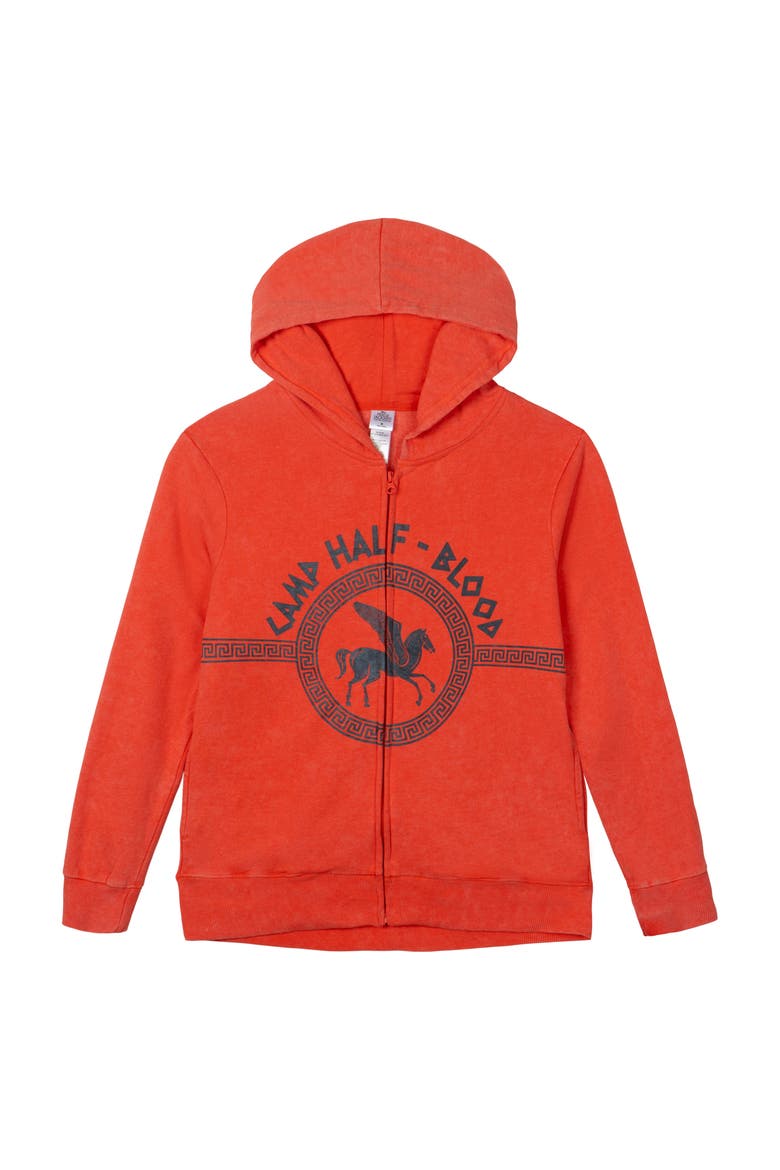 Percy Jackson and the Olympians Cosplay Fleece Zip-Up Hoodie, Main, color, Mineral Wash Orange