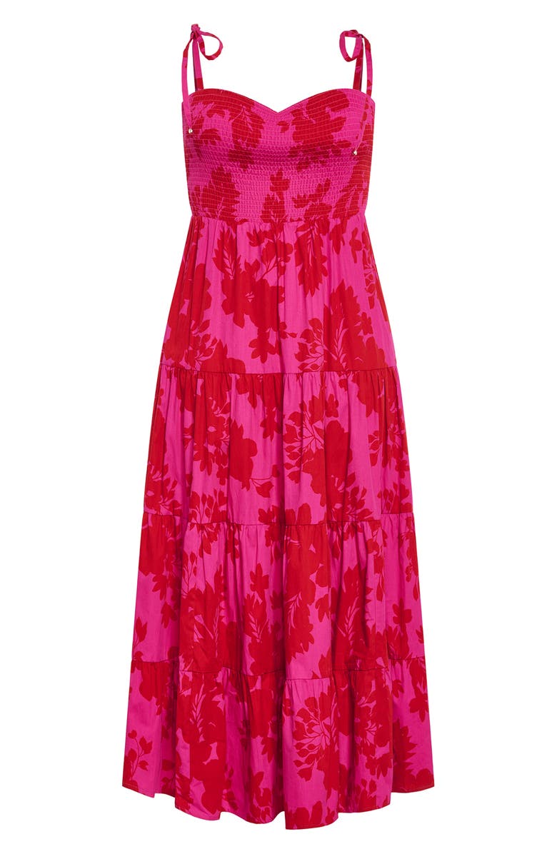 City Chic Tayla Print Smocked Tiered Maxi Dress, Alternate, color, Floral