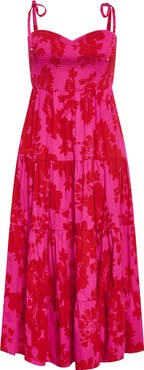 City Chic Tayla Print Smocked Tiered Maxi Dress