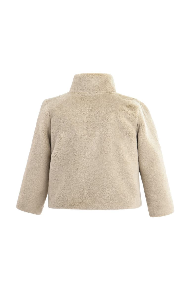 Bow Collar Plush Coat, Alternate, color, Beige