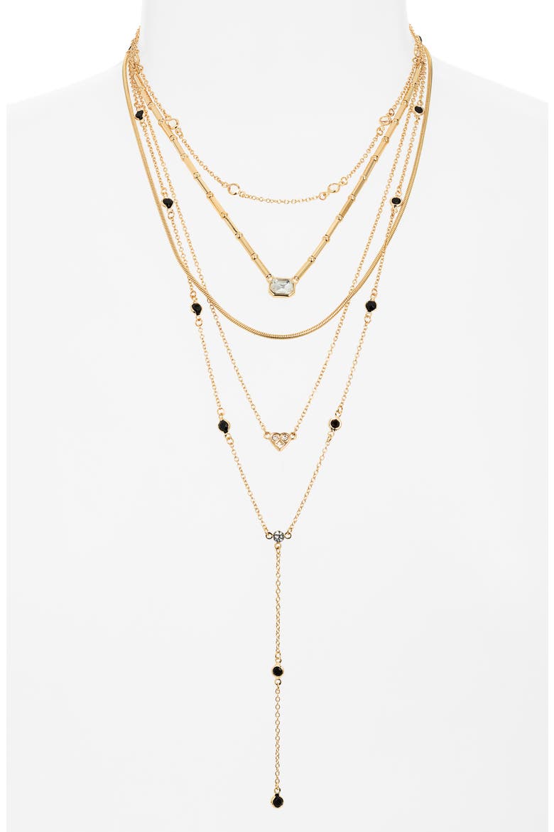 Layered Heart Accent Necklace, Alternate, color, CLEAR- BLACK- GOLD