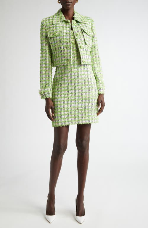 St John St. John Collection Plaid Eyelash Tweed Sheath Minidress