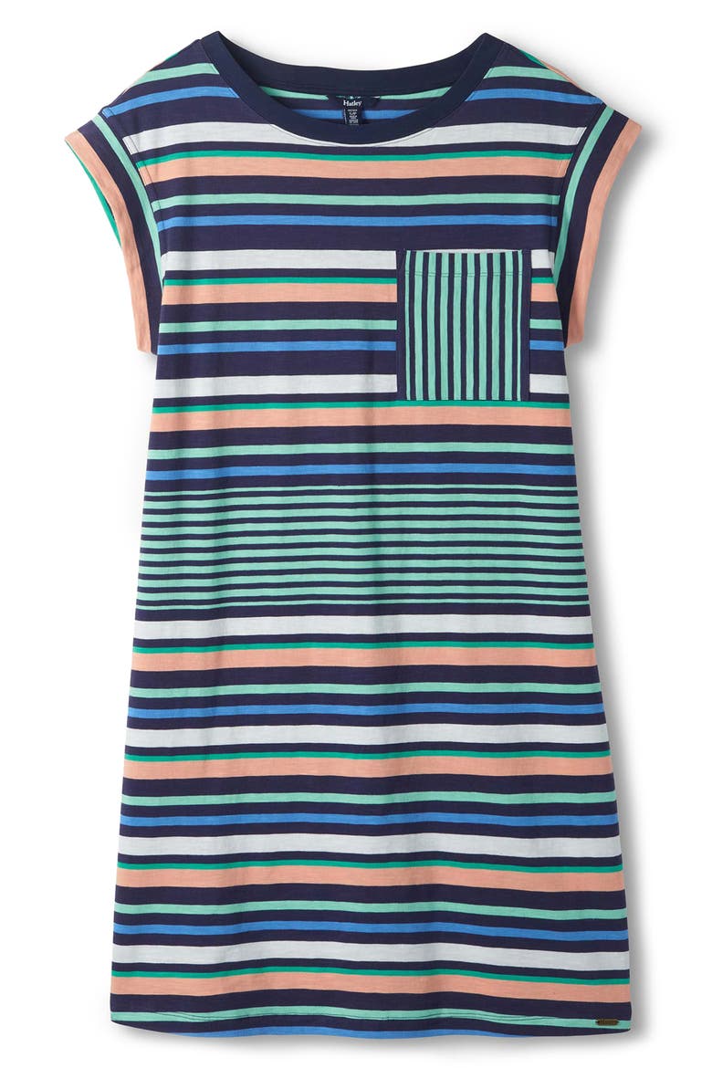 Seaside Stripes T-Shirt Dress, Alternate, color, PATRIOT BLUE