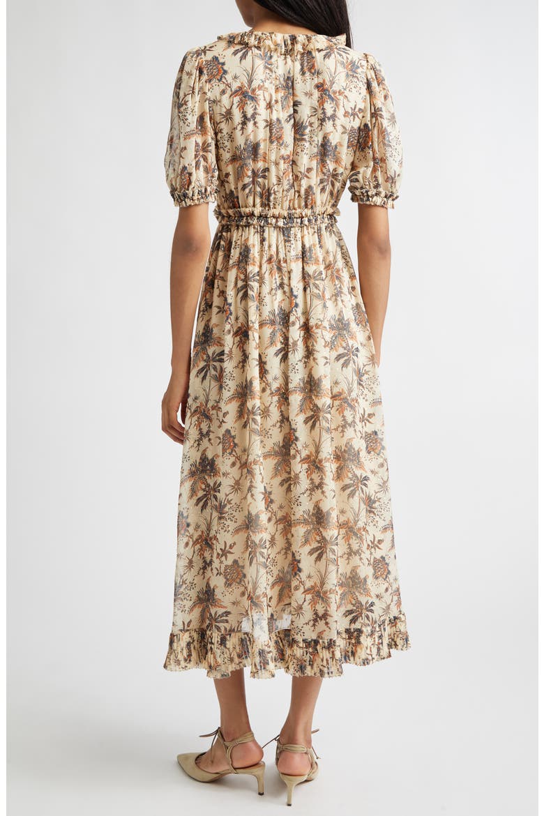 Rosamude Floral Puff Sleeve Midi Dress, Alternate, color, CAMEO