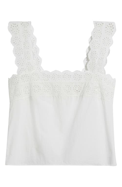 Frame Womens White Broderie-anglaise Cotton-poplin Top In White