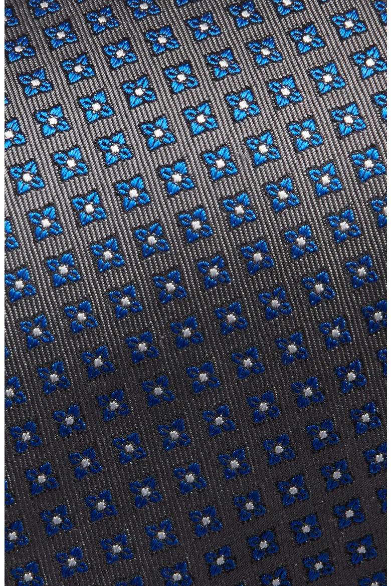 Neat Floral Medallion Silk Tie, Alternate, color, CHARCOAL