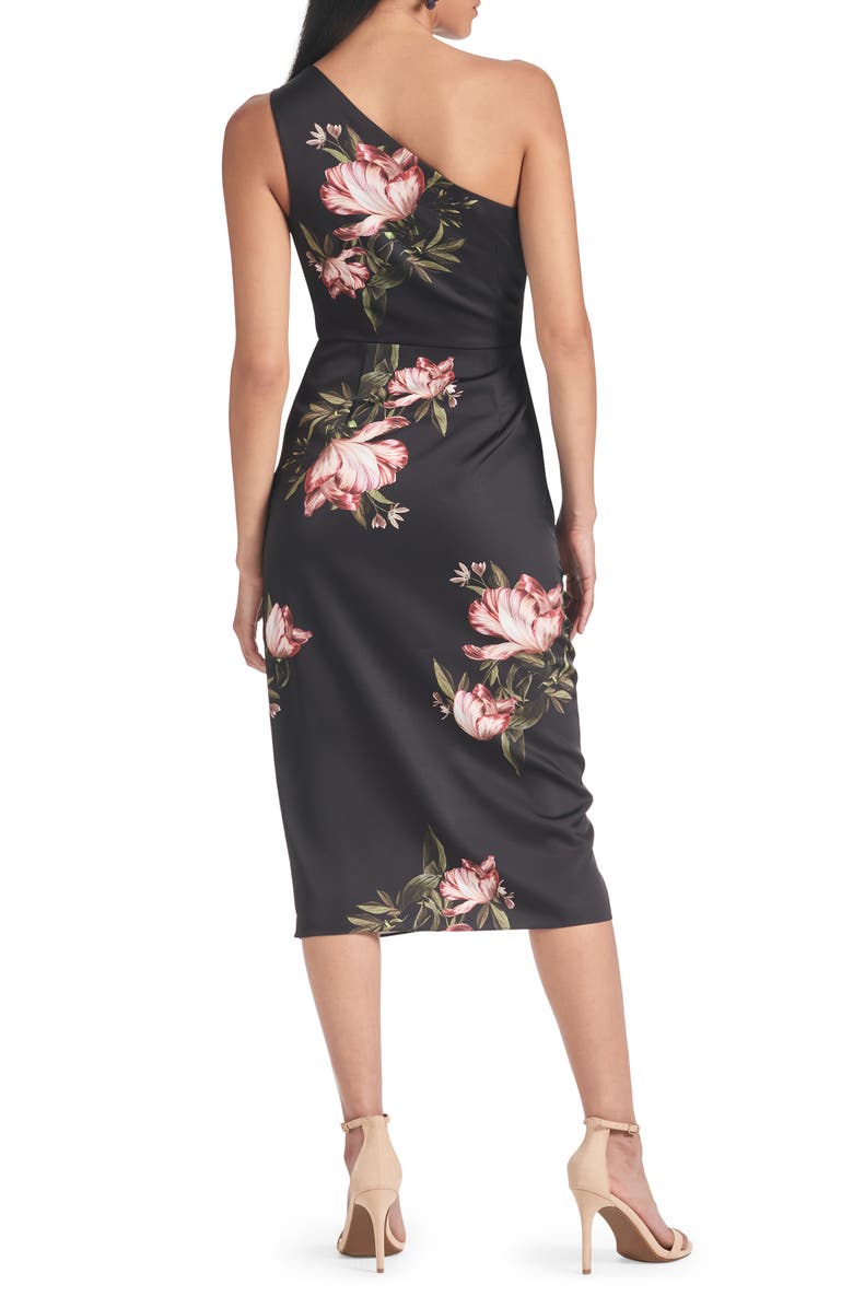 Sachin & Babi Carmen Floral One-Shoulder Midi Cocktail Dress, Alternate, color, 