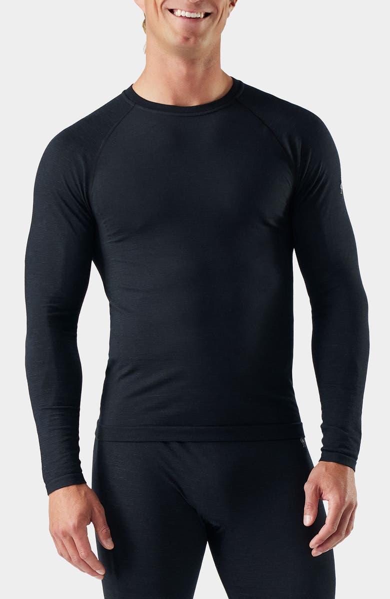 Smartwool Intraknit<sup>™</sup> All-Season Merino Base Layer Long Sleeve Crewneck T-Shirt, Main, color, Black