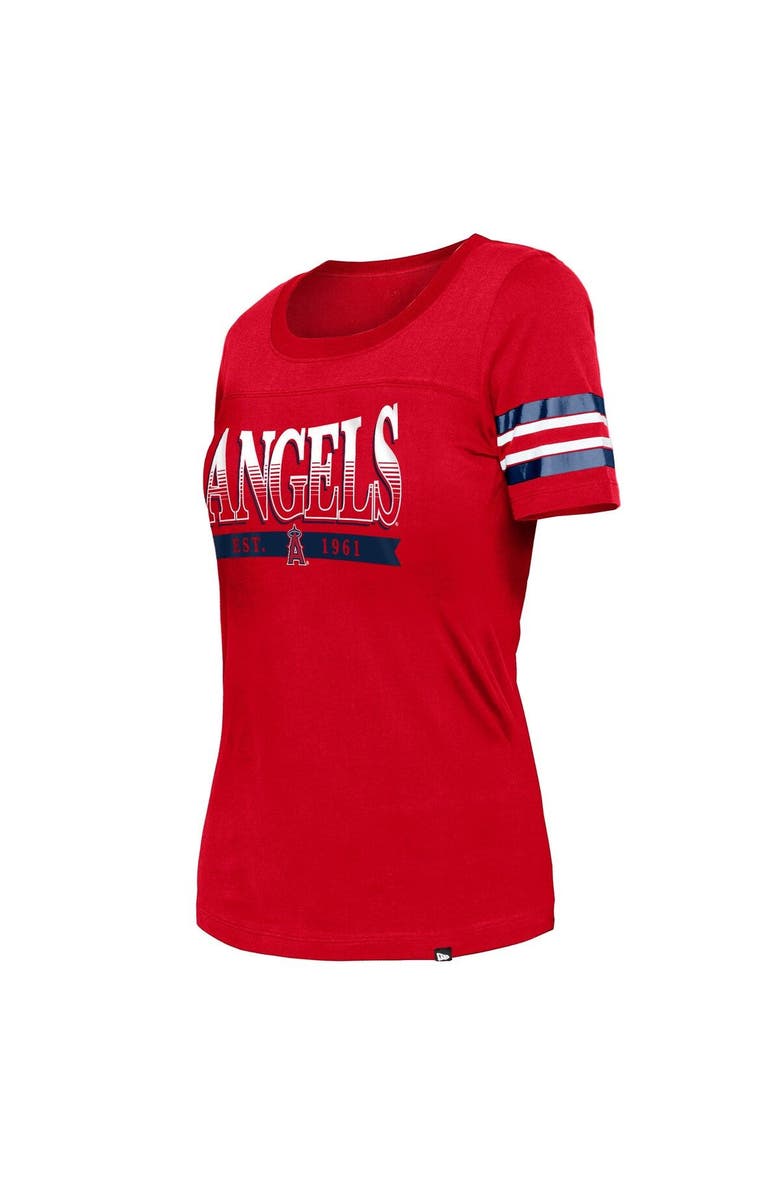 New Era Women's New Era Red Los Angeles Angels Team Stripe T-Shirt, Alternate, color,