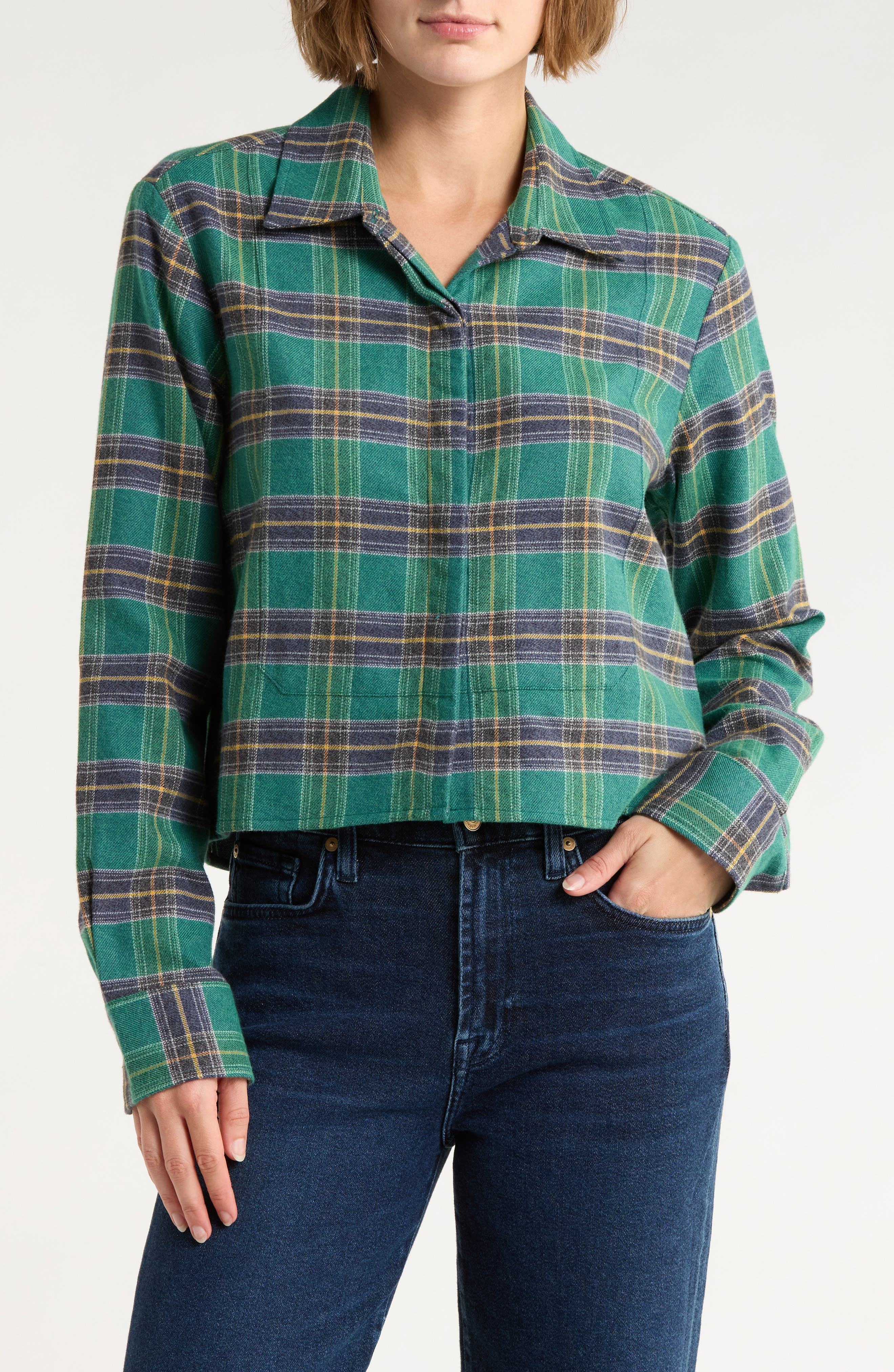 CISSA The Bib Plaid Cotton Button-Up Shirt
