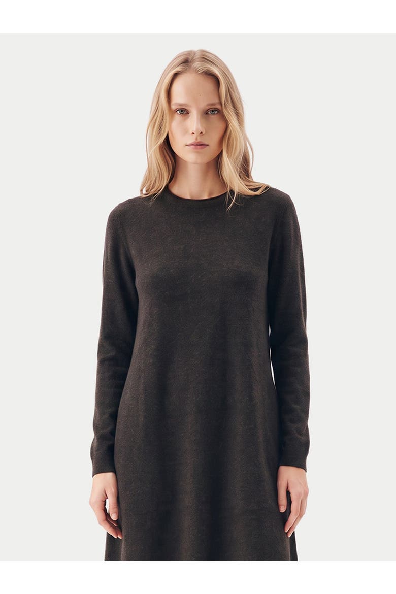 Cashmere A-line Knitted Dress, Alternate, color, olive brown