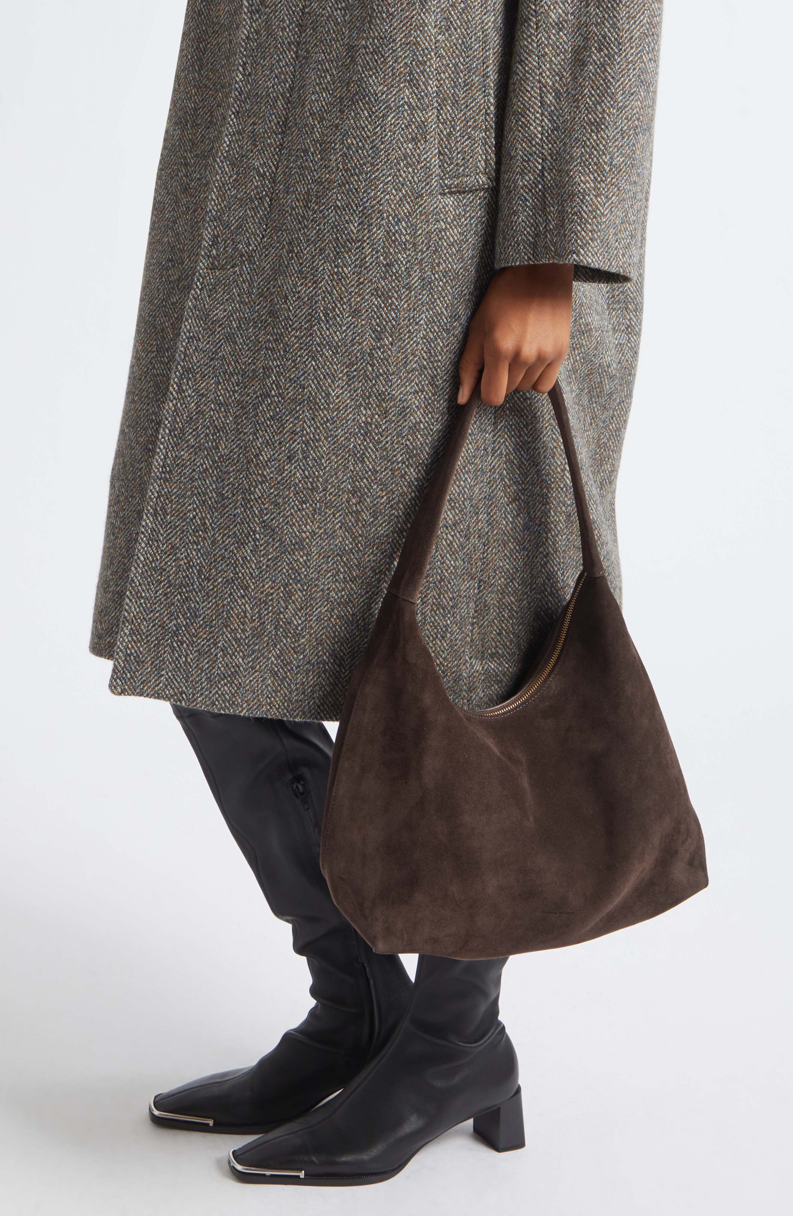 Candy Suede Shoulder Bag, Alternate, color, EBONY