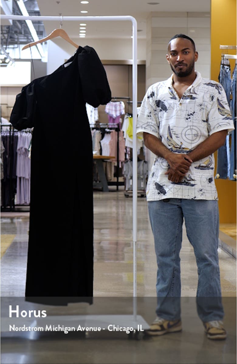 Natasha One-Shoulder Puff Sleeve Gown, sales video thumbnail