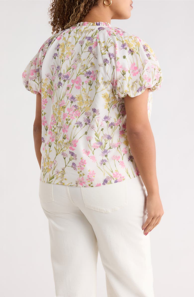 SUGARLIPS Lita Floral Avy Cotton Button-Up Top, Alternate, color, White Multi