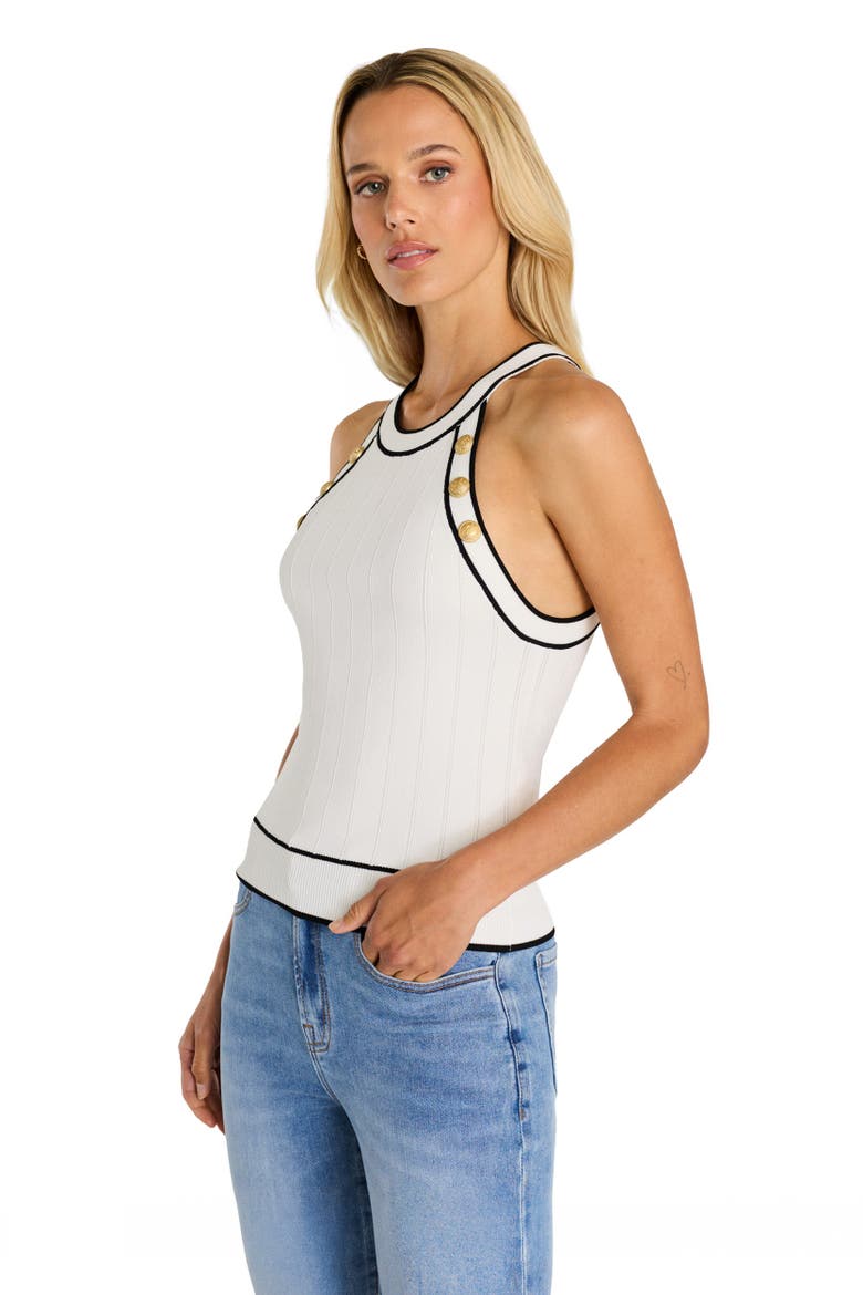Martha Button Halter Tank, Alternate, color, white
