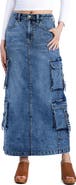 Wash Lab Denim Cargo Pocket Denim Maxi Skirt