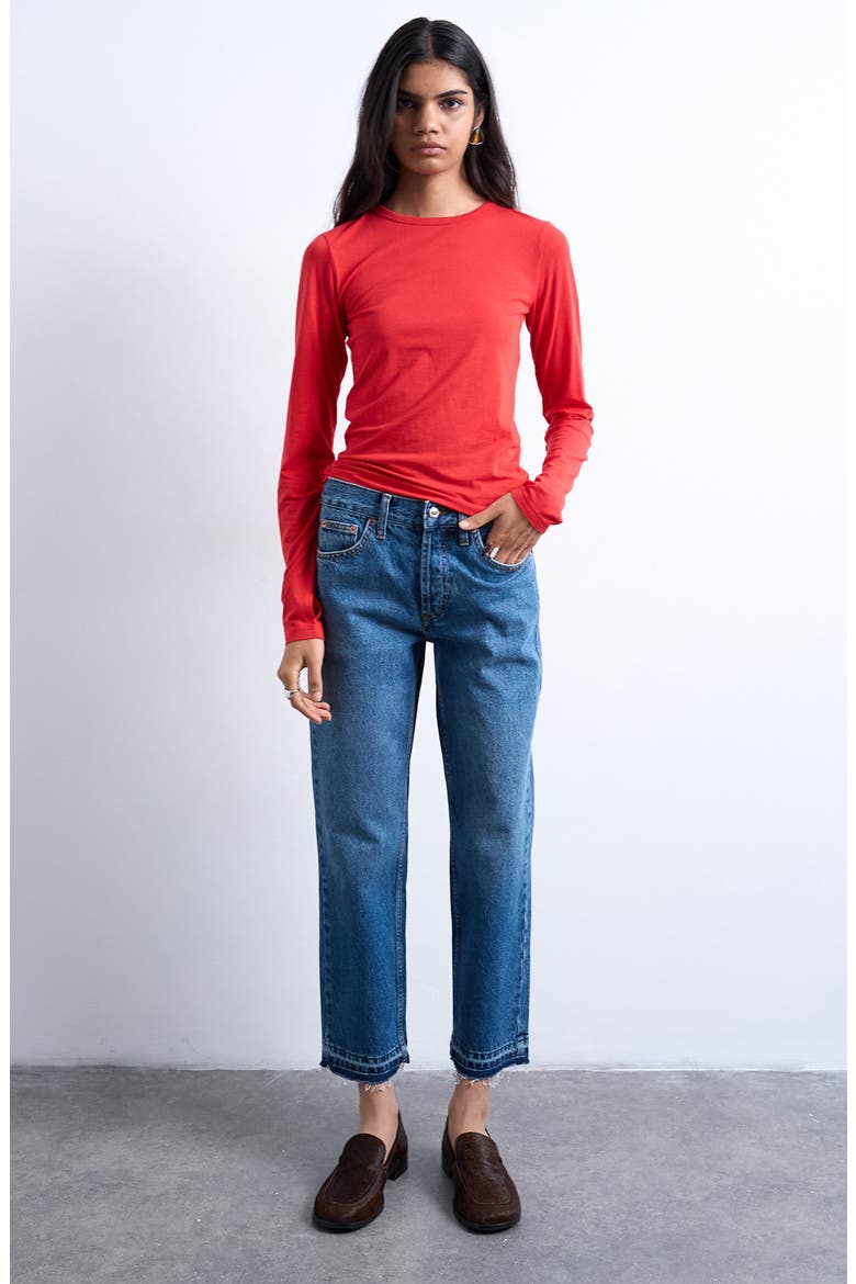Runway Crop Straight Leg Jeans, Alternate, color, MBLUE