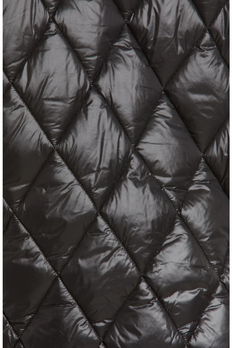 V-Neck Quilted Water Resistant Jacket, Alternate, color, BLACK