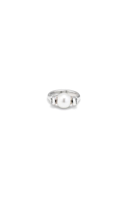 Unode50 Sterling Silver-plated Ring With Pearl In Metallic