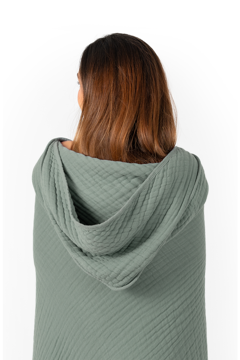 Adult Muslin Hooded Towel, Alternate, color, Fern