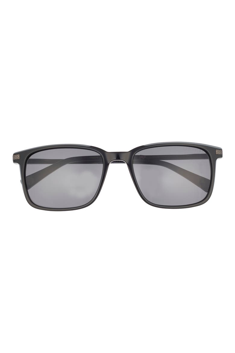 56mm Polarized Square Sunglasses, Main, color, BLACK