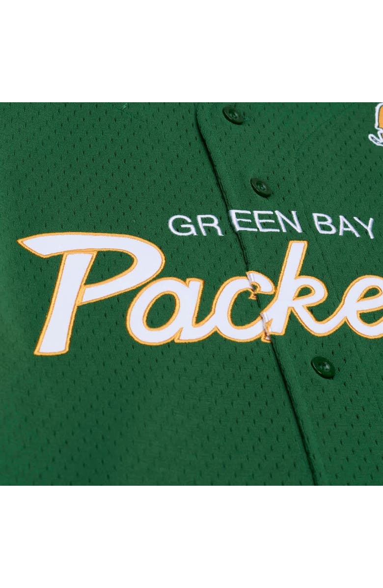 Mitchell & Ness Men's Mitchell & Ness  Green Bay Packers Green Head Coach Mesh Full-Button Fashion Jersey, Alternate, color, Green