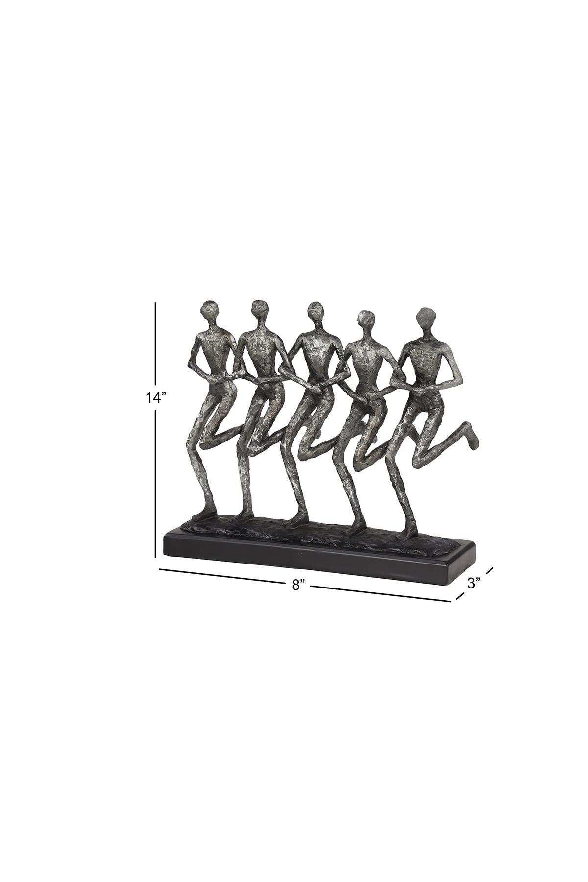WILLOW ROW Textured Silver Human Figurines Running Sculpture on Black ...