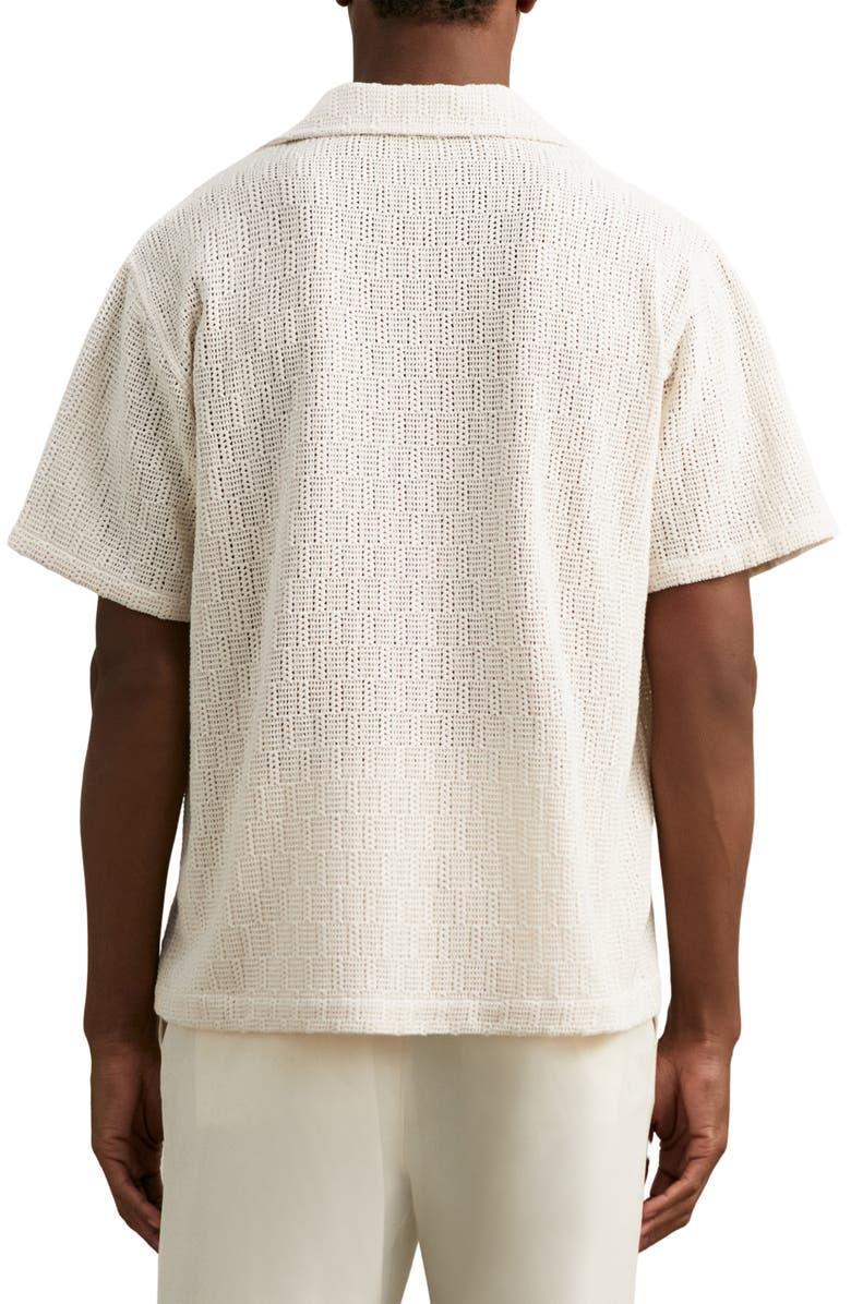 Reiss Leon Openwork Camp Shirt, Alternate, color, Off White