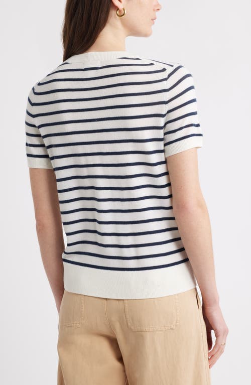 CASLONR CASLON(R) SHORT SLEEVE MERINO WOOL BLEND CREWNECK SWEATER