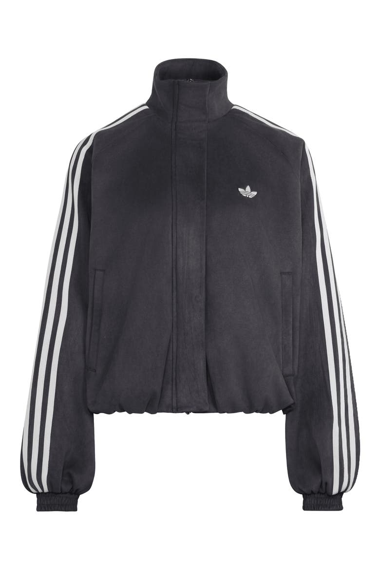 Faux Suede Track Jacket, Alternate, color, BLACK