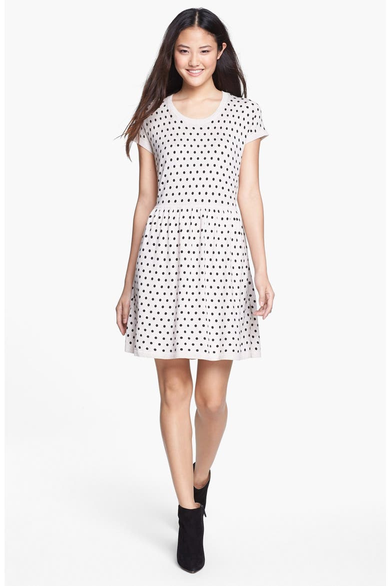 Dot Print Sweater Dress, Main, color, HEATHER BIRCH COMBO