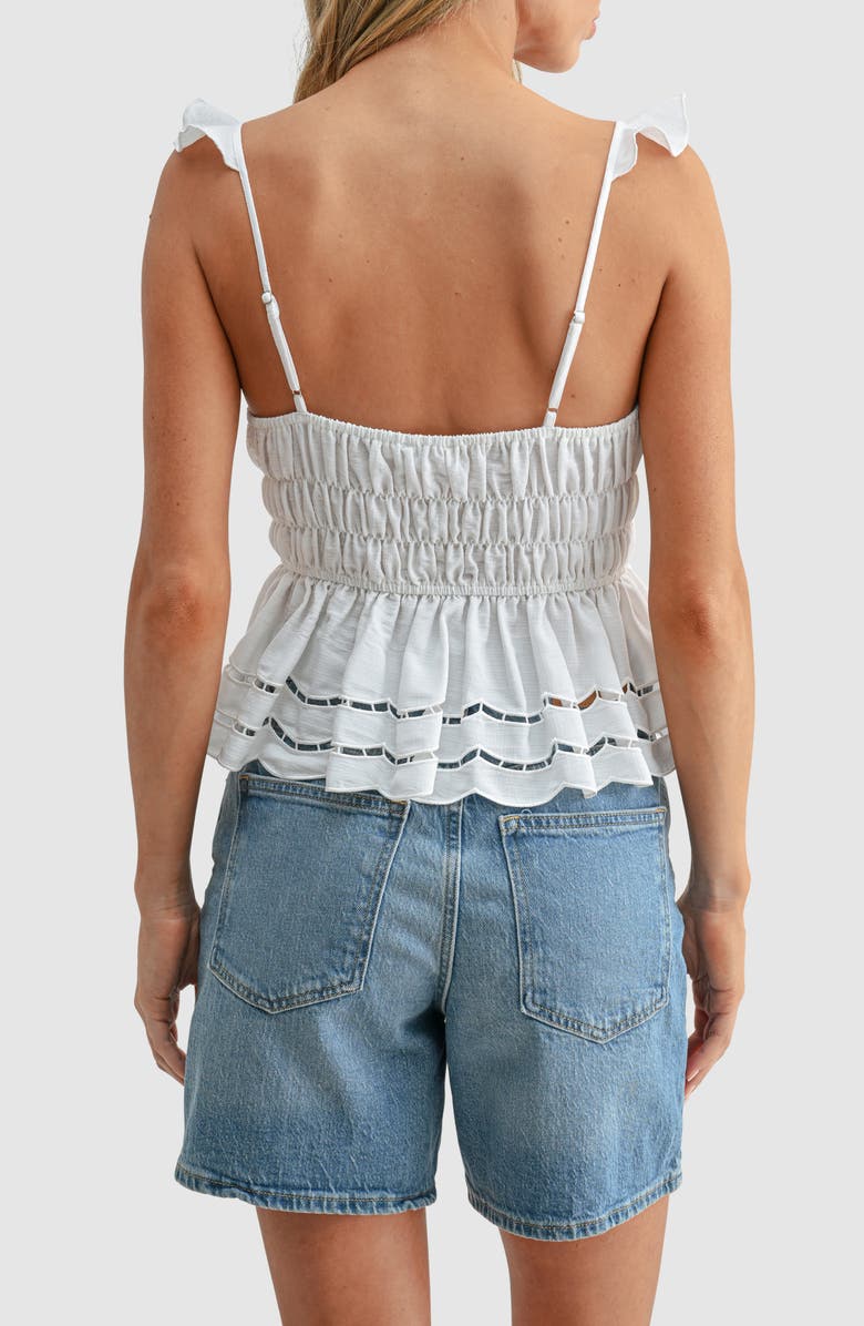 All in Favor Ruffle Peplum Sleeveless Top, Alternate, color, White