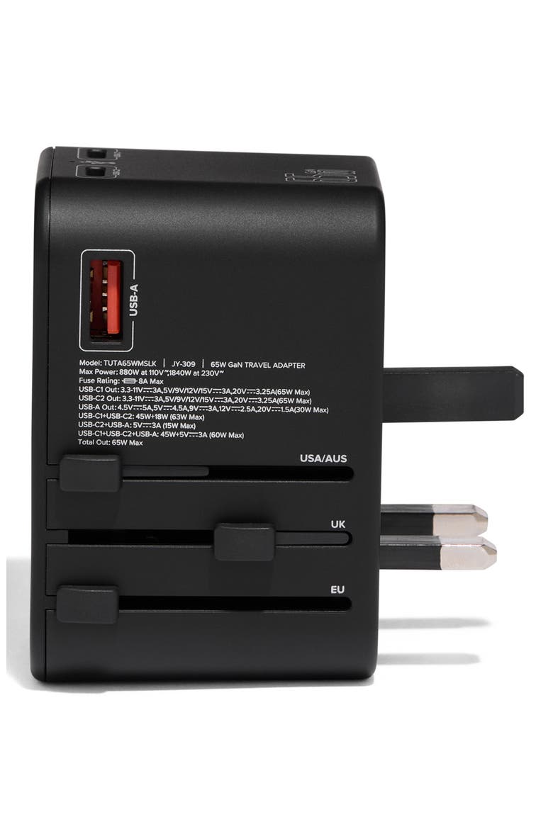 65W Universal Power Adapter, Alternate, color, BLACK