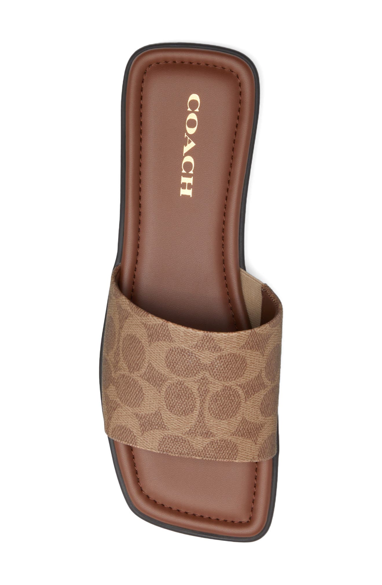 COACH Florence Slide Sandal, Alternate, color, Khaki/ Dark Saddle