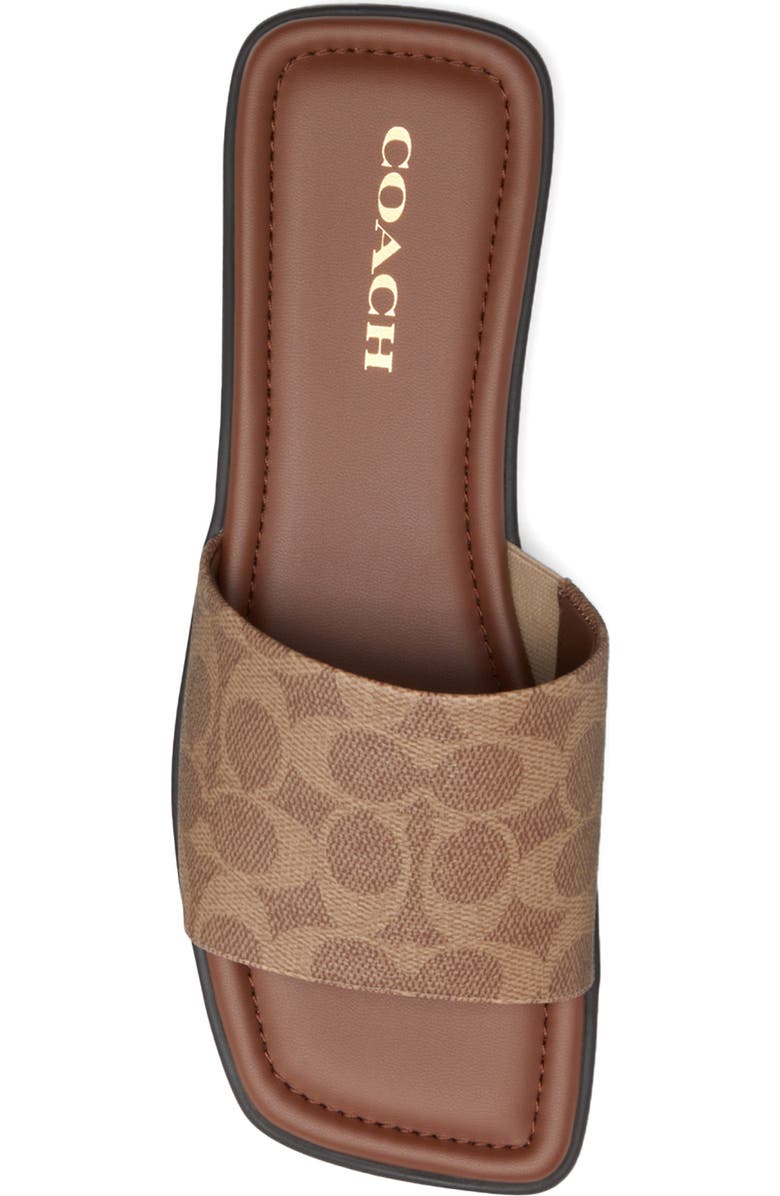 COACH Florence Slide Sandal, Alternate, color, Khaki/ Dark Saddle