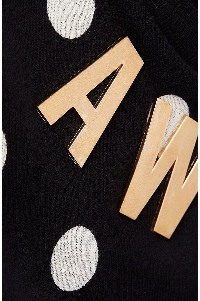 Spotted Slogan Sweatshirt, Alternate, color, BLACK