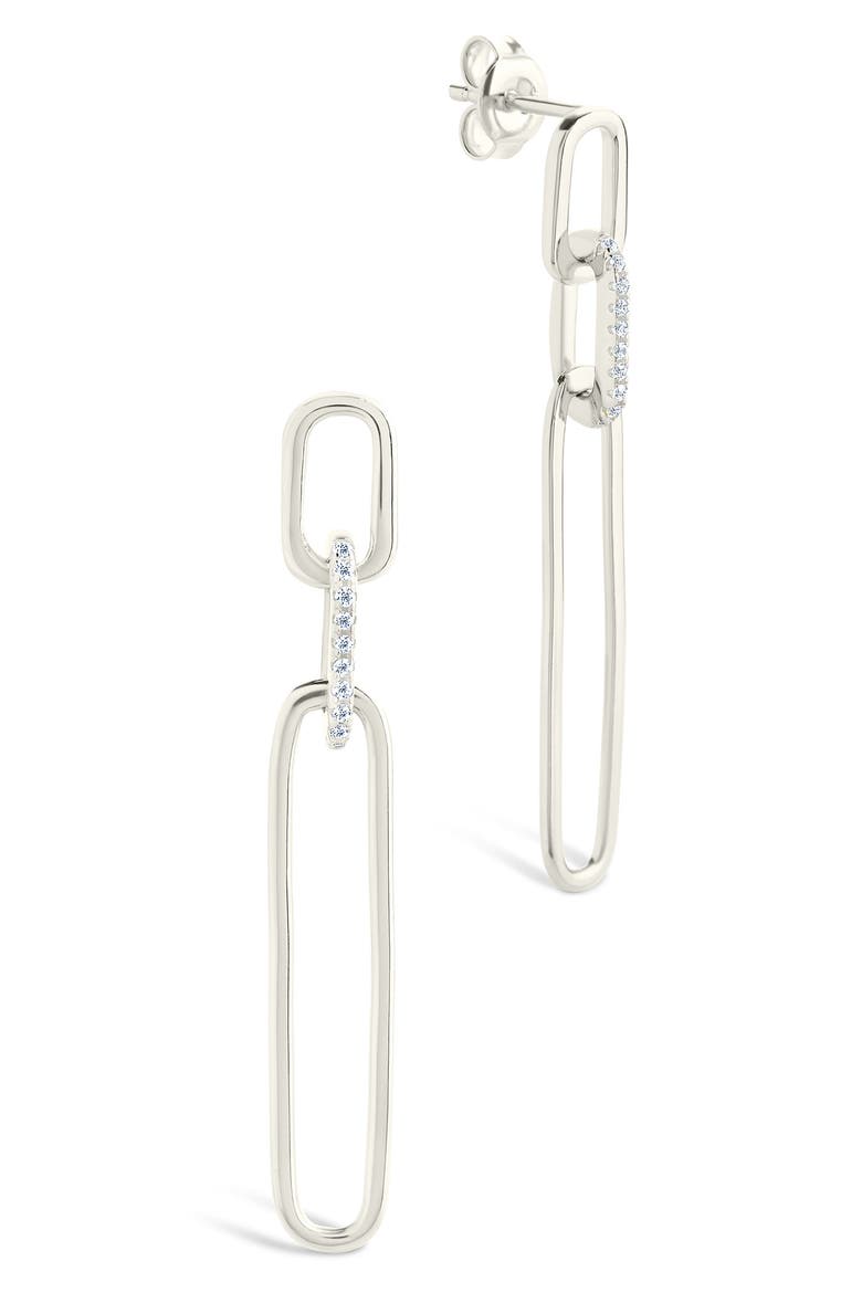 Chelle Cubic Zirconia Mix Link Drop Earrings, Main, color, SILVER