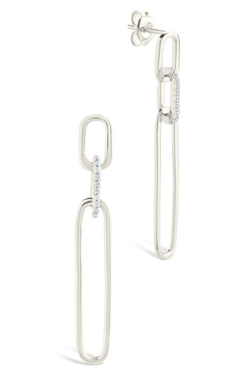 Chelle Cubic Zirconia Mix Link Drop Earrings