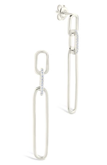 Sterling Forever Chelle Cubic Zirconia Mix Link Drop Earrings In Silver
