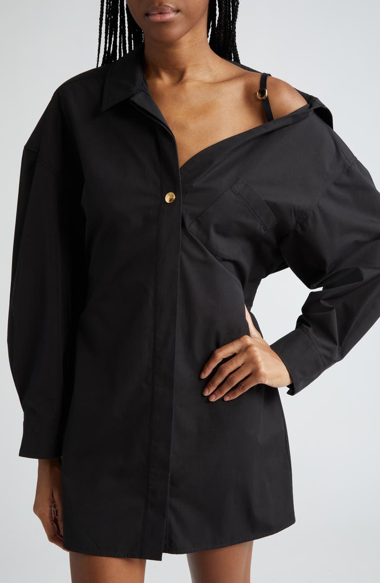 Jacquemus La Mini Robe Chemise Long Sleeve Shirtdress, Alternate, color,