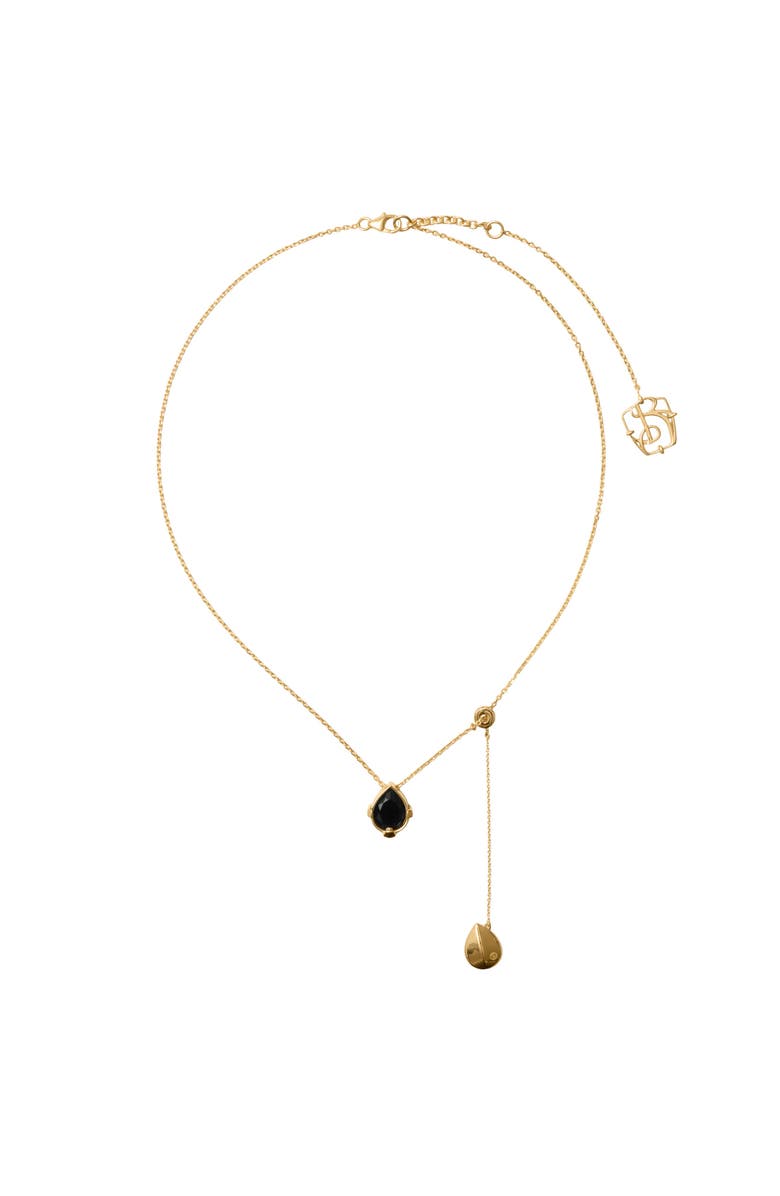 Burberry Onyx Shield Pendant Necklace, Main, color, Gold/Black/Clear
