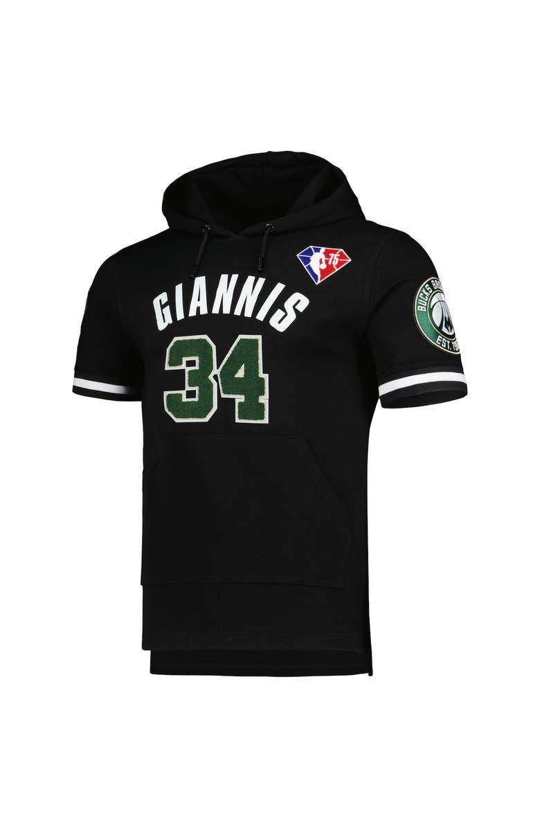 PRO STANDARD Men's Pro Standard Giannis Antetokounmpo Black Milwaukee Bucks Name & Number Short Sleeve Pullover Hoodie, Alternate, color, 