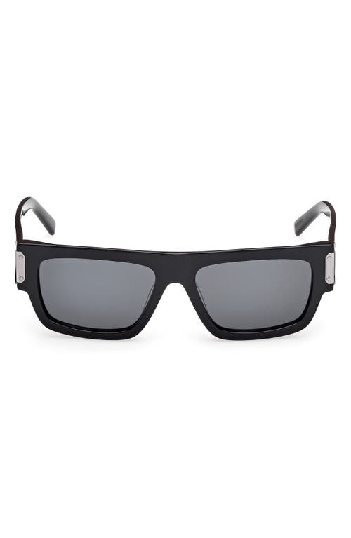 Mcm 54mm Polarized Rectangular Sunglasses In Shiny Black/smoke