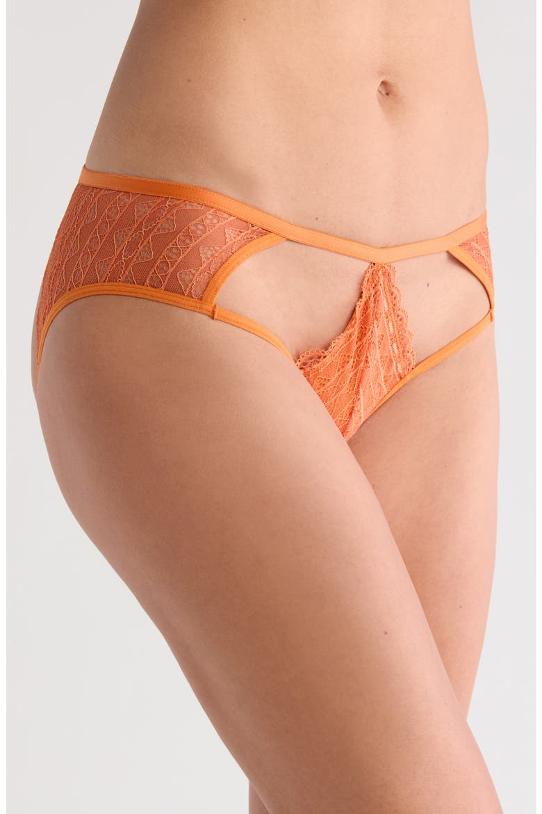 Playing Koi Cutout Lace Thong, Alternate, color, ORANGE