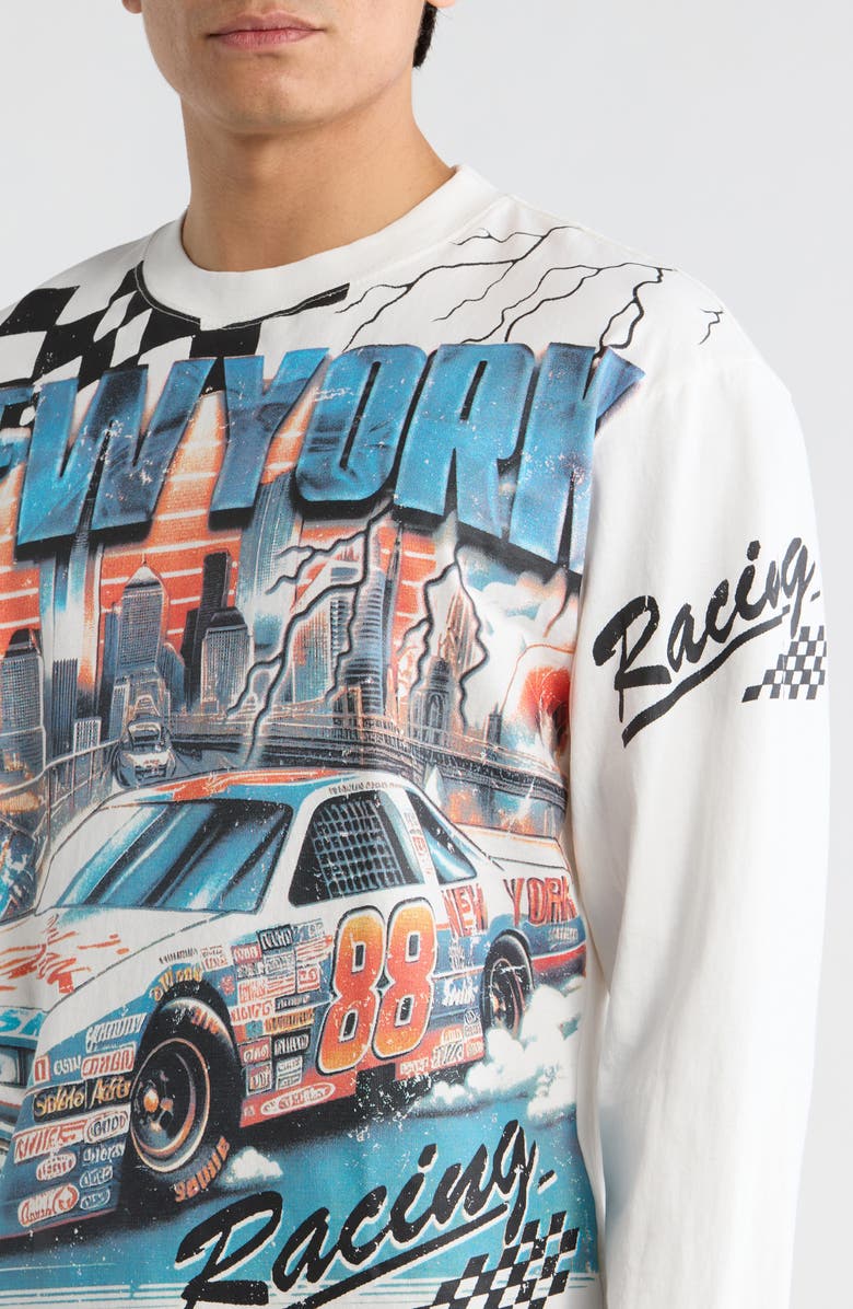 PacSun New York Racing Long Sleeve Graphic T-Shirt, Alternate, color, White