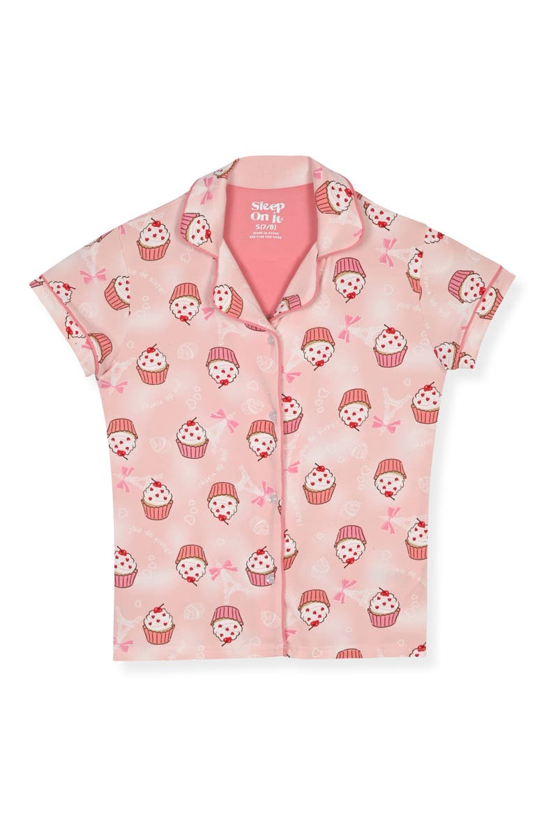Two-Piece Short Pajamas & Headband Set, Alternate, color, PINK