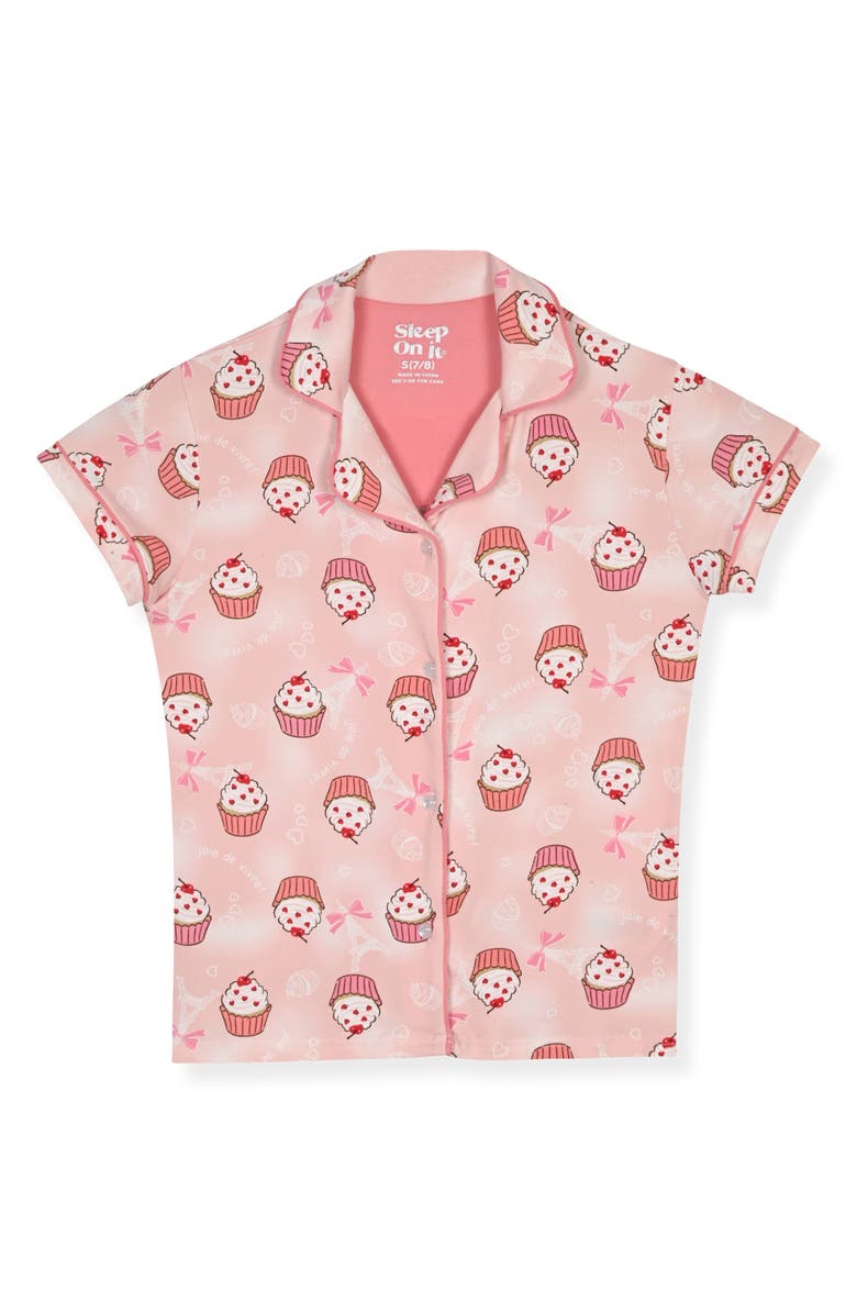 SLEEP ON IT Kids' Two-Piece Short Pajamas & Headband Set, Alternate, color, Pink